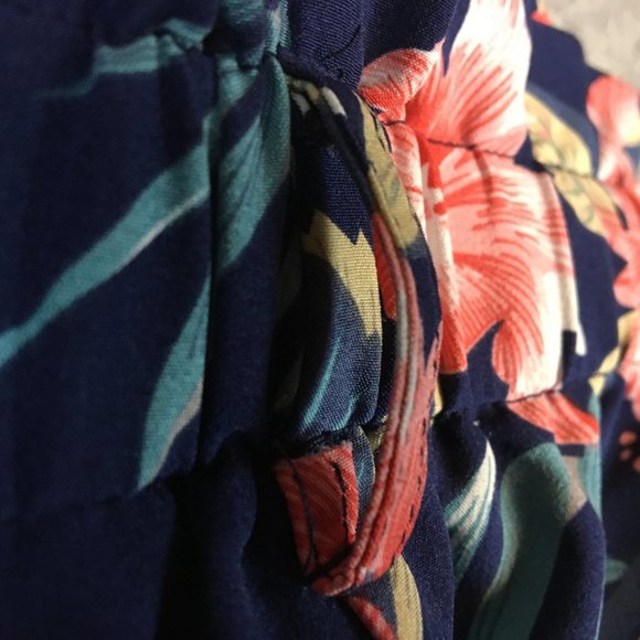 Shein Curve Shorts 4X High Waist Mini Navy Blue Tropical Floral Pull On Hibiscus - Picture 9 of 11